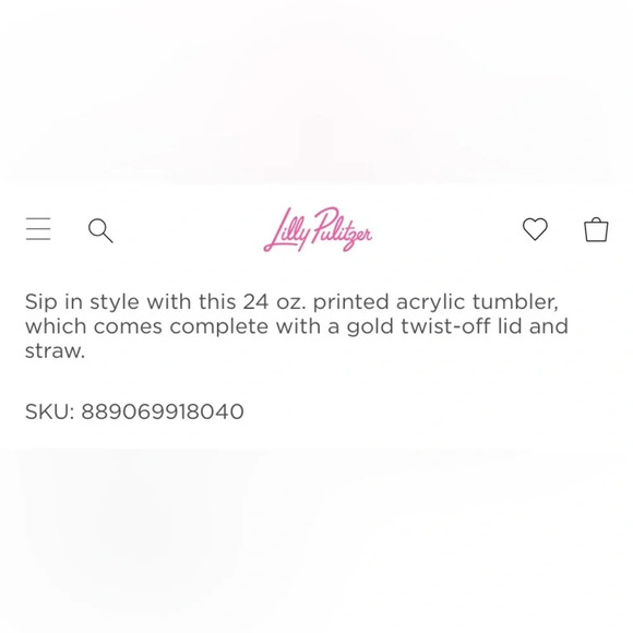 LILLY PULITZER Coming in Hot Tumbler‎ with Straw 24oz. - Picture 4 of 4